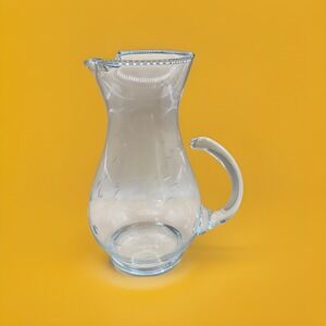 Vintage Princess House Etched Flowers Crystal "Heritage" Pitcher 72oz 10.5" Tall